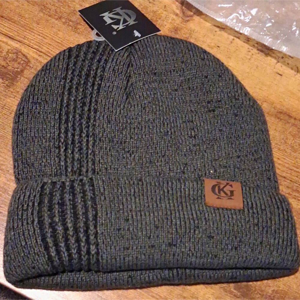K2 Gray Knit Acrylic Beanie Hat Fleece Lined Logo One Size Ski Snowboard